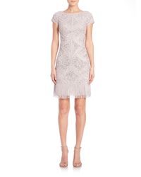 Aidan Mattox | Metallic Beaded Fringe-hem Dress | Lyst