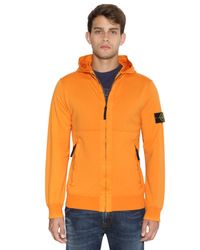 Stone Island | Orange Garment Dyed Light Fleece Zip Sweatshirt for Men | Lyst