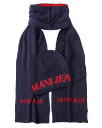 Armani Jeans Blue Hat & Scarf Box Set for men
