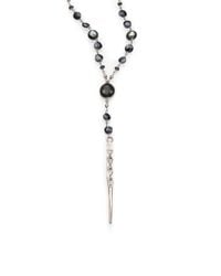 Chan Luu | Black Onyx, Hematite & Sterling Silver Beaded Dagger Lariat Necklace | Lyst