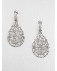 Judith Ripka | Metallic White Sapphire Sterling Silver Teardrop Earrings | Lyst