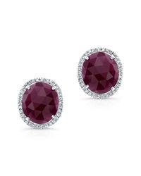 Anne Sisteron - Purple 14kt White Gold Organic Ruby Diamond Stud Earrings - Lyst