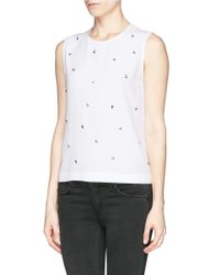 Equipment | White 'reagan' Stud Front Sleeveless Silk Top | Lyst