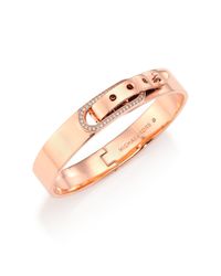 Michael Kors | Metallic Cityscape Hardware Pavé Buckle Bangle Bracelet/Rose Goldtone | Lyst