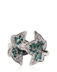 Alexander McQueen | Metallic Ivy Swarovski Crystal Double Finger Ring | Lyst