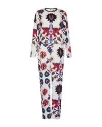 MSGM | White Mechanic Flower Print Jumpsuit | Lyst