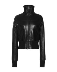 Anthony Vaccarello | Black Cropped Leather Bomber Jacket | Lyst
