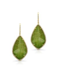 Anne Sisteron - 14kt Yellow Gold Yellow Green Tourmaline Diamond Rose Cut Earrings - Lyst