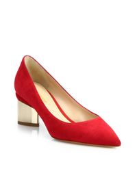 Nicholas Kirkwood | Red Prism-heel Suede Pumps | Lyst