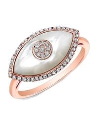 Anne Sisteron - Pink 14kt Rose Gold White Mother Of Pearl Diamond Evil Eye Ring - Lyst