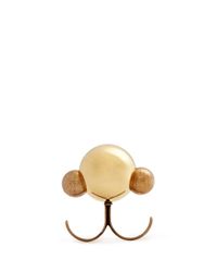 Lanvin | Metallic Brass Sphere Two-finger Ring | Lyst