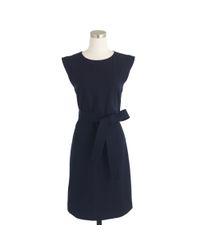 J.Crew | Blue Petite Sleeveless Belted Dress In Italian Wool Crepe | Lyst