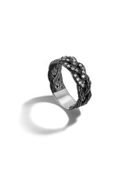 John Hardy | Black Ruthenium Plating Braided Band Ring | Lyst