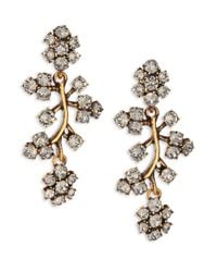 Oscar de la Renta | Metallic Crystal Branch Clip-on Drop Earrings | Lyst