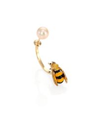 Delfina Delettrez | Metallic To Bee Or Not To Bee Pearl Drop Single Earring | Lyst