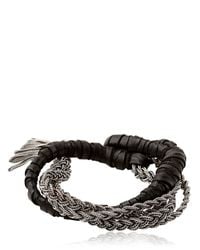 Emanuele Bicocchi | Metallic Woven Leather Sterling Silver Bracelet for Men | Lyst