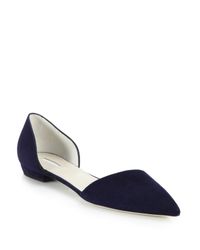 Giorgio Armani | Blue Suede D'orsay Flats | Lyst
