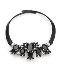 Givenchy | Black Crystal & Leather Collar Necklace | Lyst