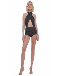 Norma Kamali | Gray Cross Halter Mio | Lyst