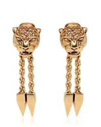 Roberto Cavalli | Metallic Panther Earrings With Swarovski Crystals | Lyst