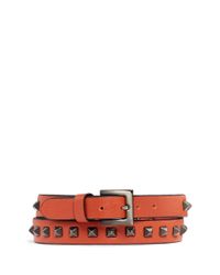 Valentino | Orange 'rockstud' Double Wrap Leather Bracelet for Men | Lyst