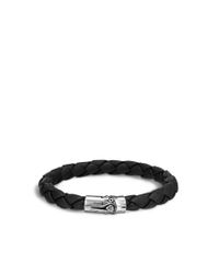 John Hardy | Black Bamboo Woven Leather Bracelet | Lyst