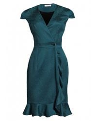 Matthew Williamson | Blue Animal Jacquard Ruffle Wrap Dress | Lyst