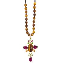 Oscar de la Renta | Brown Café Semi Precious Crystal Necklace | Lyst
