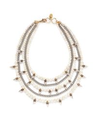 Erickson Beamon | Metallic 'debutante' Faux Pearl Crystal Spike Chain Tier Necklace | Lyst