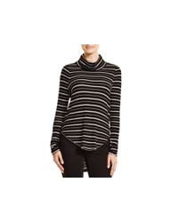 Free People | Black Striped Thermal Knit Cowl Neck | Lyst