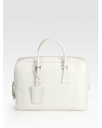 Prada Saffiano Leather Travel Bag in White for Men | Lyst  