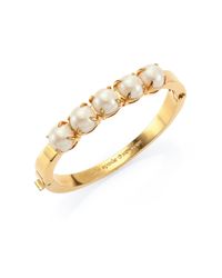 kate spade new york | Metallic Squared Away Faux Pearl Bangle Bracelet | Lyst