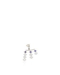 Azlee | Metallic 18k White Gold And Sapphire Triple Burst Single Ear Jacket | Lyst