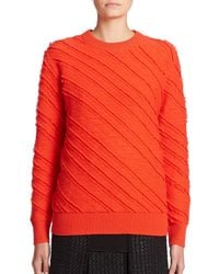 Proenza Schouler | Red Fringe Wool Jacquard Sweater | Lyst
