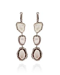 Kimberly Mcdonald | One Of A Kind Triple White Geode and Graduated To Irregular Diamond Lever Back Earrings | Lyst
