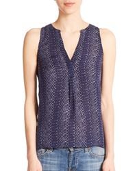Joie | Blue Aruna Silk Python-print Sleeveless Blouse | Lyst