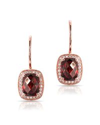 Anne Sisteron - Pink 14kt Rose Gold Garnet Diamond Rectangle Earrings - Lyst