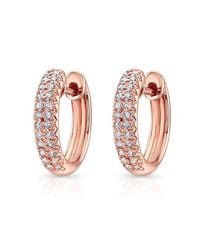 Anne Sisteron | Pink 14kt Rose Gold Diamond Huggie Earrings | Lyst