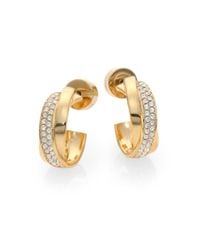 Michael Kors | Metallic Crisscross Pave Hoop Earrings05 | Lyst