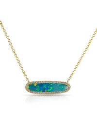 Anne Sisteron - Blue 14kt Yellow Gold Organic Oval Opal Diamond Necklace - Lyst