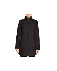 Calvin Klein | Black Wool-blend Coat With Puffer Inset | Lyst
