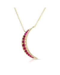 Anne Sisteron - 14kt Yellow Gold Ruby Moon Diamond Necklace - Lyst