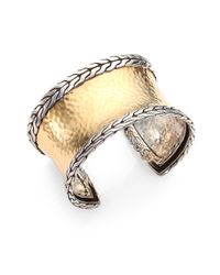 John Hardy | Metallic 18K Yellow Gold & Sterling Silver Hammered Cuff Bracelet | Lyst