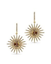 Anne Sisteron - 18kt Yellow Gold Starburst Diamond Earrings - Lyst