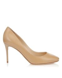 Jimmy Choo | Natural Esme 85 Nude Kid Leather Round Toe Pumps | Lyst