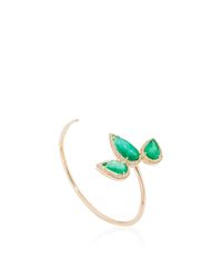 Jacquie Aiche | Green Pave 3 Teardrop Emerald Pave Hammered Flat Tip Cuff | Lyst