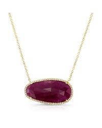 Anne Sisteron - Purple 14kt Yellow Gold Oval Ruby Diamond Necklace - Lyst