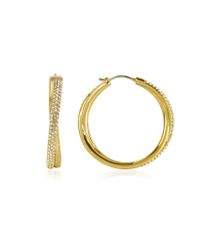 Michael Kors - Metallic Gold Tone Metal Hoop Earrings W/crystals - Lyst