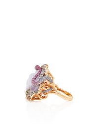 Wendy Yue | Multicolor Jade And Pink Sapphire Flower Ring | Lyst