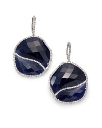 Meira T | Blue Sapphire, Diamond & 14k White Gold Wavy Drop Earrings | Lyst